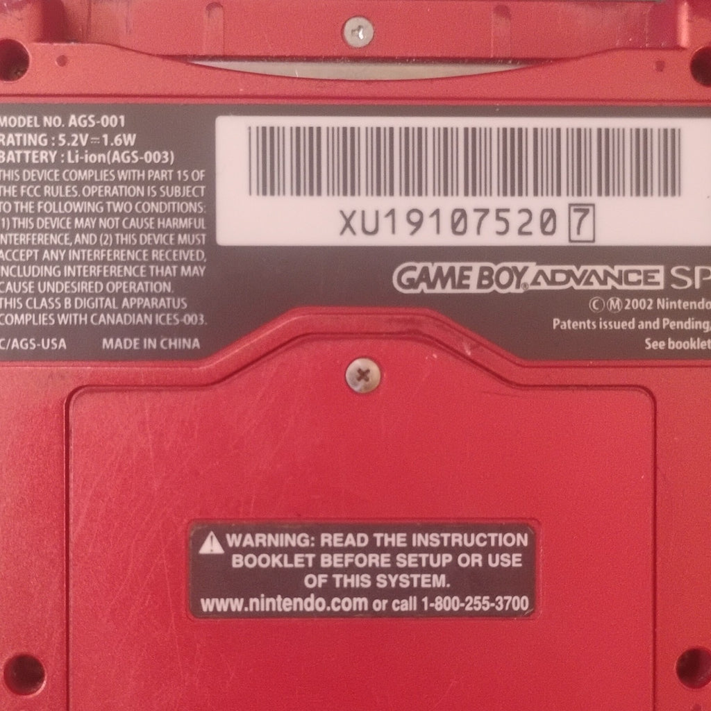Nintendo GBA SP Fire Red AGS-001 Bundle Wireless Link Adapter/Link Cable/Charger