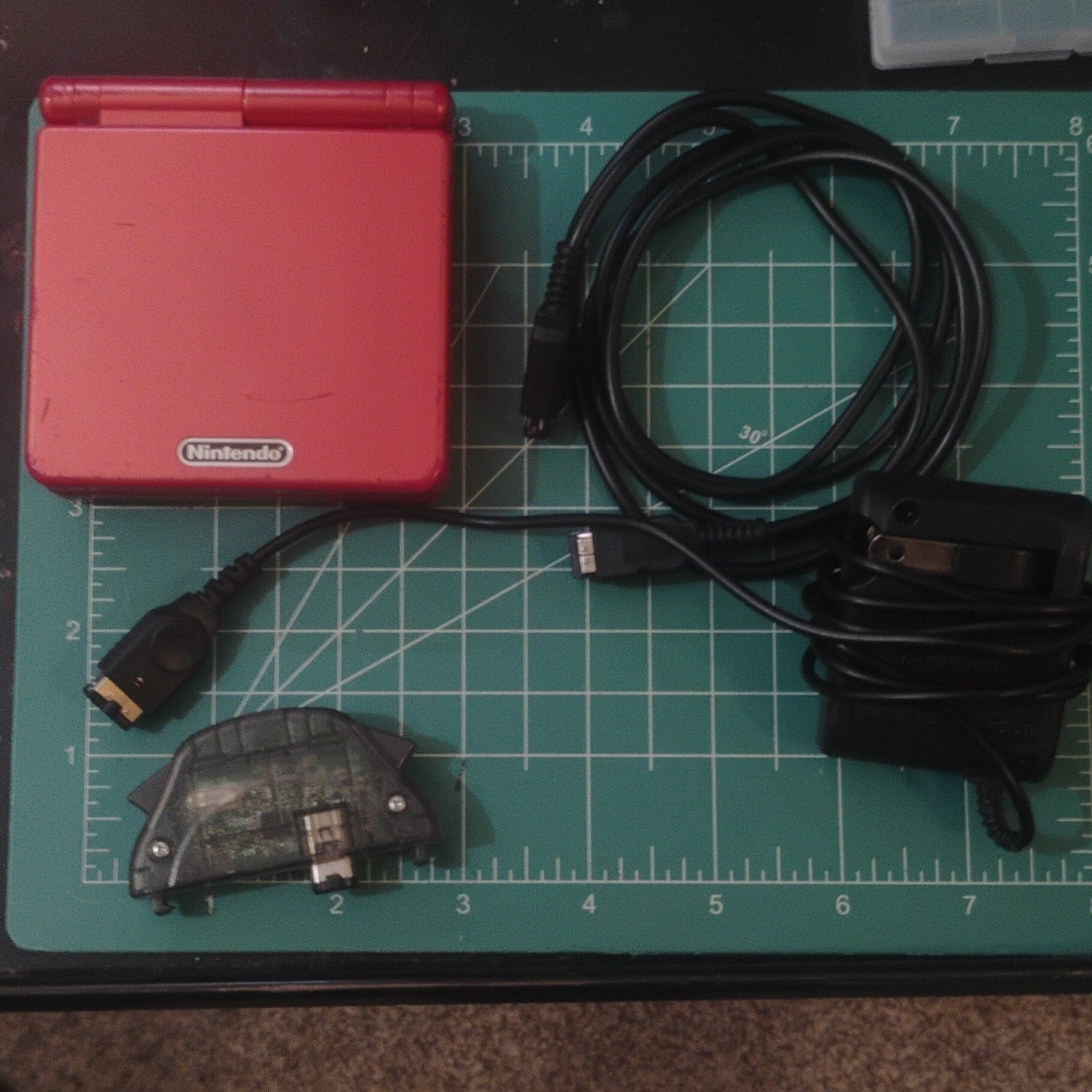 Nintendo GBA SP Fire Red AGS-001 Bundle Wireless Link Adapter/Link Cable/Charger
